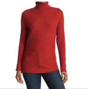 NWT Devotion by Cyrus Rust Ottoman Rib Knit Turtle Neck Tunic Sweater Small